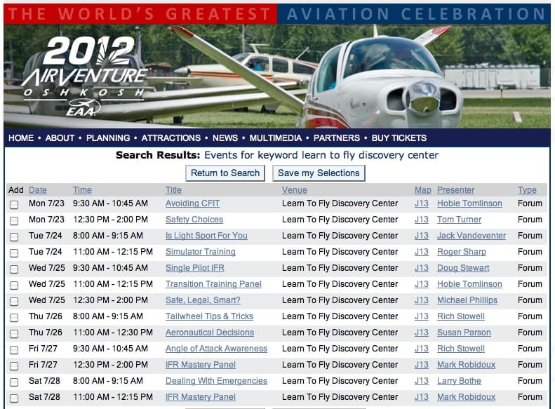 Pilot Proficiency Program Schedule