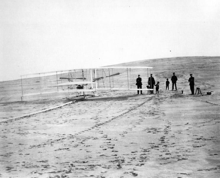 The Wright Flyer on a North Carolina beach