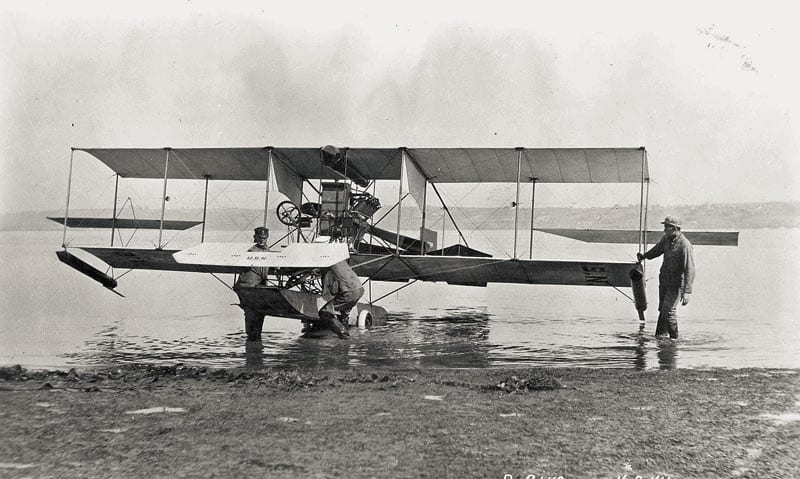 The Curtiss Hydroaeroplane, which was named the Triad because it could operate in three dimensions — sea, air, and land. (US Navy photo)