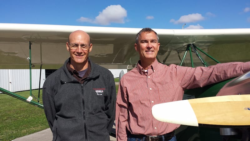 Co-builders Rick Gritters and Tom Vander Linden with their Pober Pixie. (Photo by Susan Vander Linden)