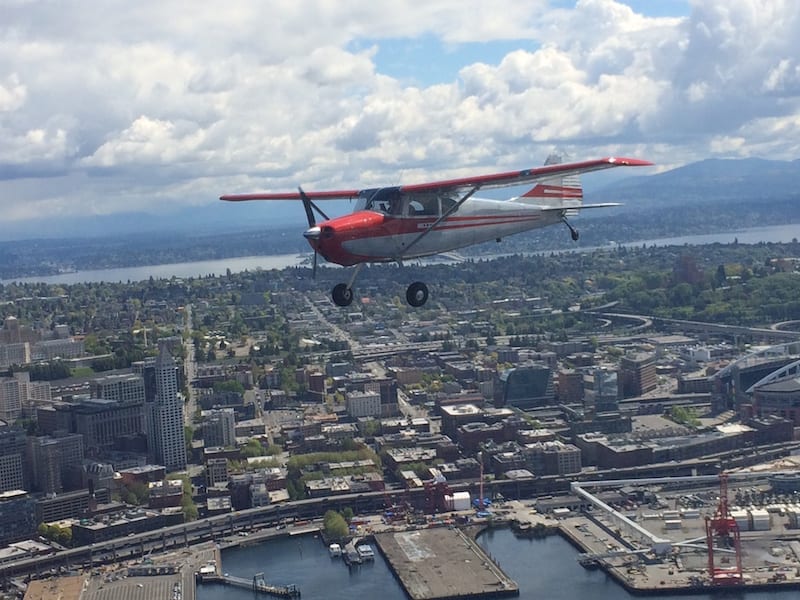 Cessna 170B over Elliott Bay, WA