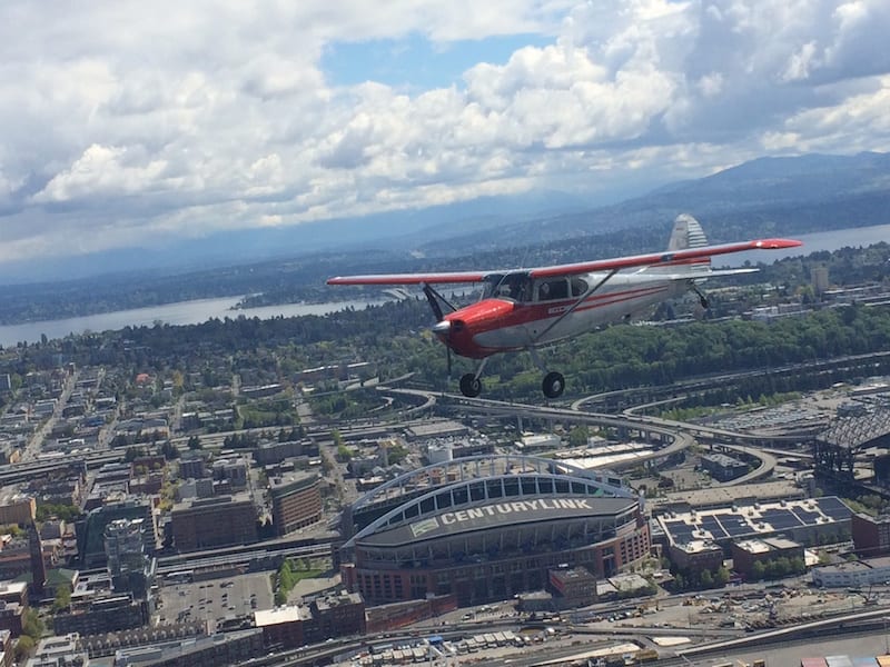 Cessna 170B over Seattle, WA