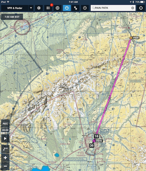Talkeetna area on ForeFlight sectional