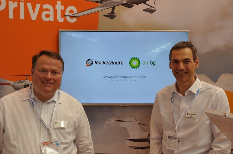 Caption: L-R Alexander Junge, Managing Director Northern Europe, Air BP and Uwe Nitsche, CEO RocketRoute at AERO Friedrichshafen