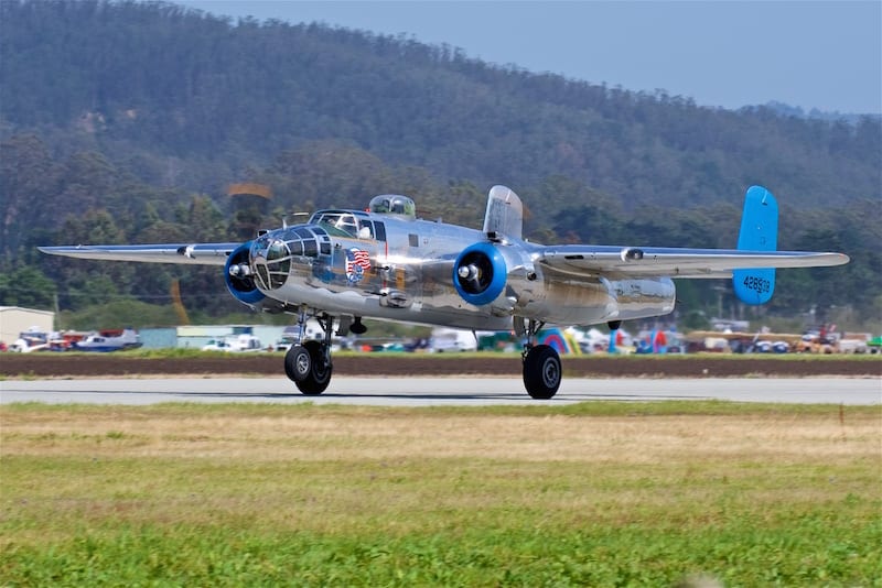 2016 Pacific Coast Dream Machines This Mitchell was delivered in 1944, converted to a fire tanker in 1959, back to a warbird in the 1970’s and crashed in 1987 before a 1994 restoration.