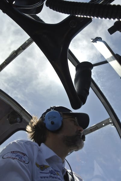 The high-visibility cockpit of the Ercoupe can become like a greenhouse when the doors are sealed tight. (Photo by William E. Dubois)