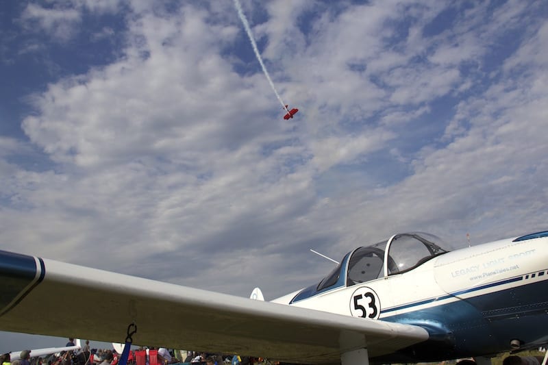 Race 53 was front and center for the air shows at AirVenture this year, but did not participate in any. It was the first time either the pilot or co-pilot had flown into AirVenture. They read the NOTAM dozens of times, and report that the actual experience is not nearly as intimidating as it sounds. (Photo by Lisa F. Bentson)