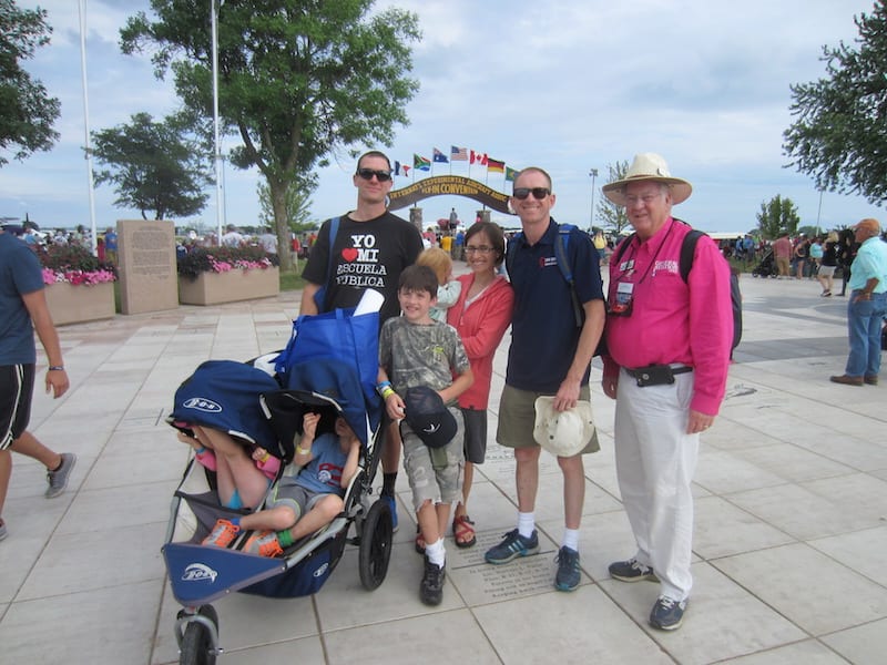 Tom Snow (right in General Aviation News pink) and his family at Oshkosh 2016.