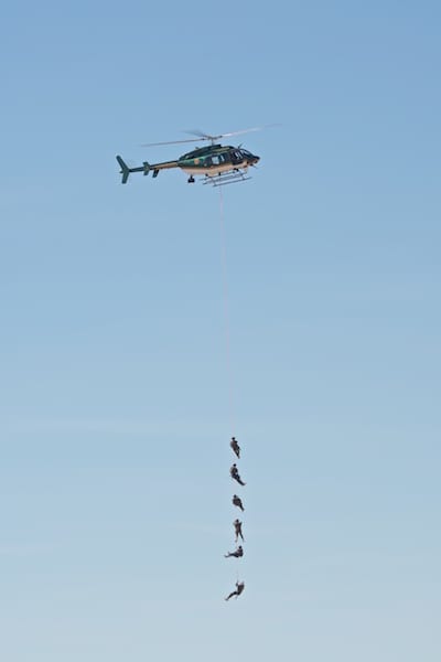 The local SWAT team in action with air support from the Sonoma County Sheriff’s “Henry One”