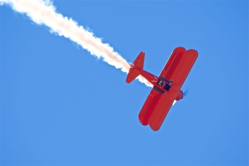 Vicky Benzing performs in her beautiful 1940 Boeing Stearman, in 1946 this aircraft was sold as war surplus for $770!