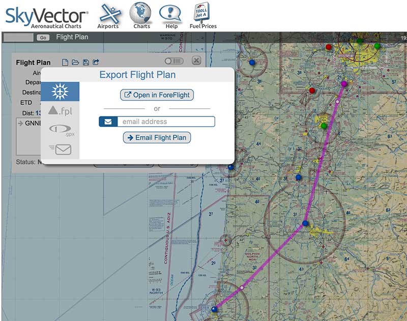 SkyVector export to ForeFlight