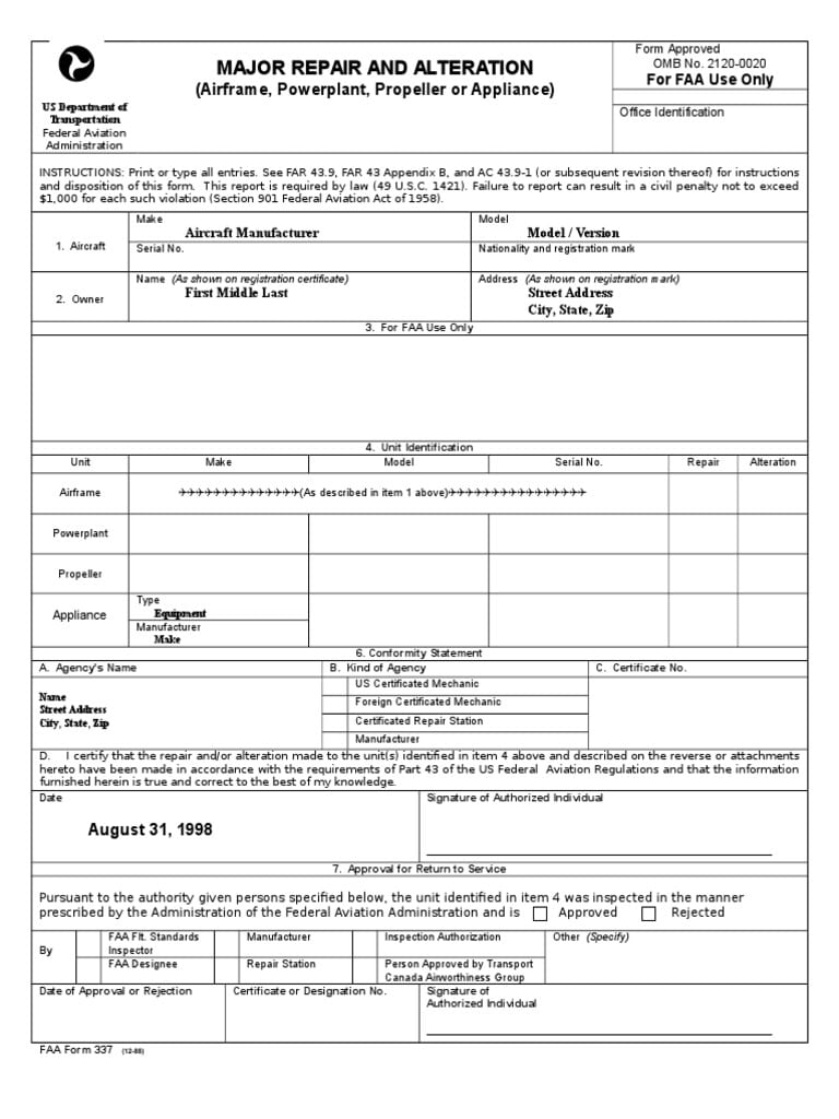 Faa 337 Form Pdf