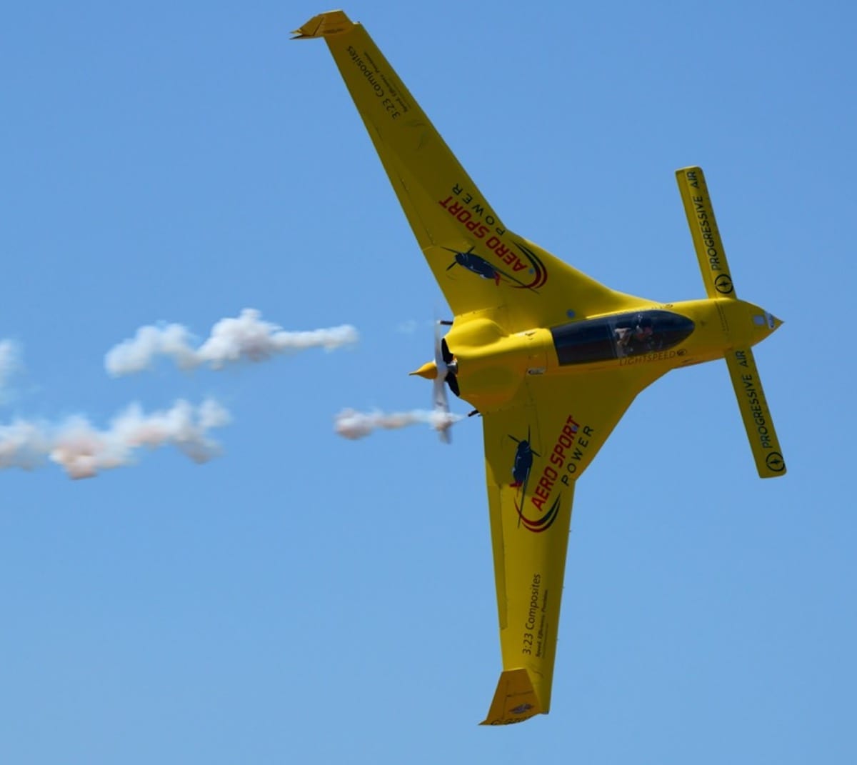 Hooray for the red, white, and blue as Vicky Benzing’s Stearman biplane