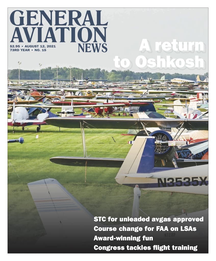 Cover if the August 12, 2021 edition of General Aviation News