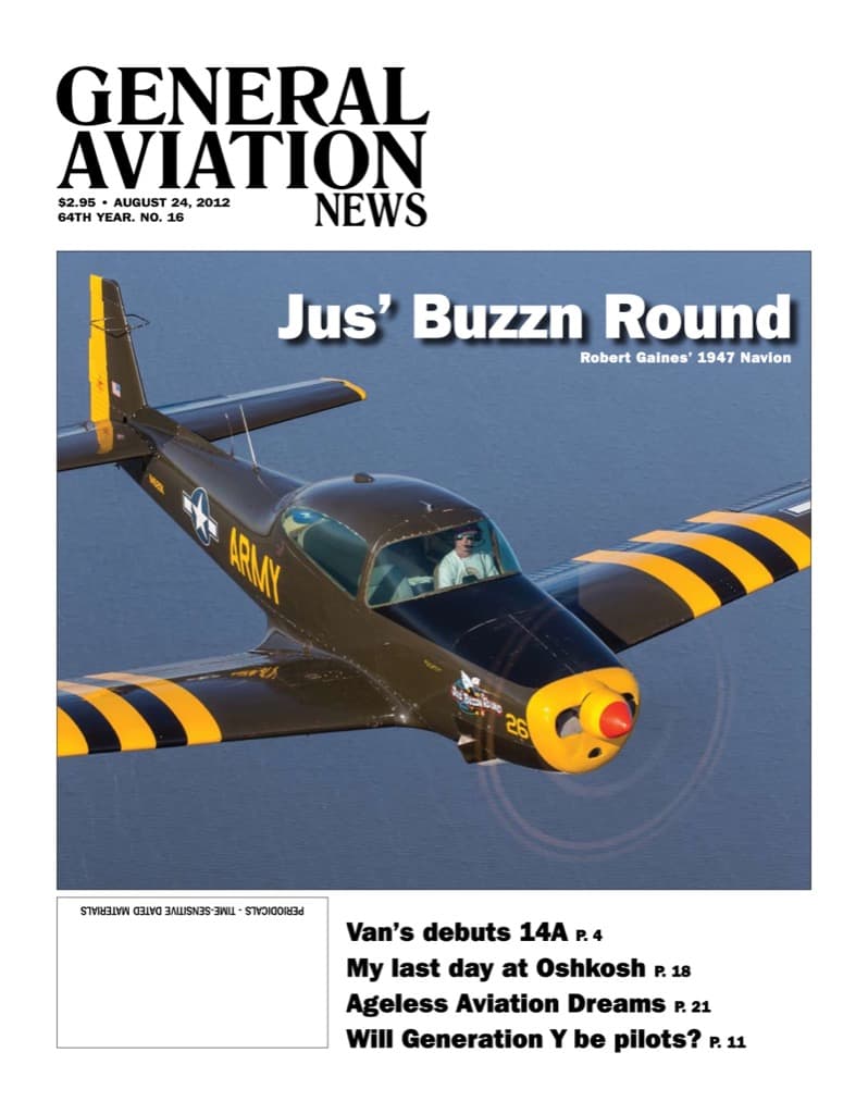 Cover of the August 24, 2012 edition of General Aviation News