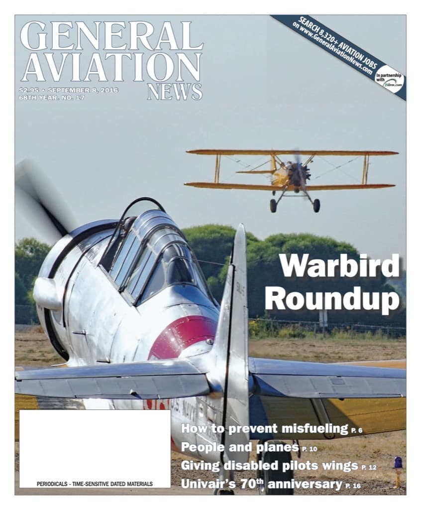 Cover of the September 8, 2016 edition of General Aviation News