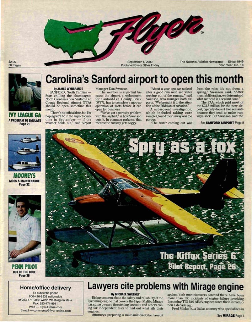 Cover of the September 1, 2000 edition of General Aviation News