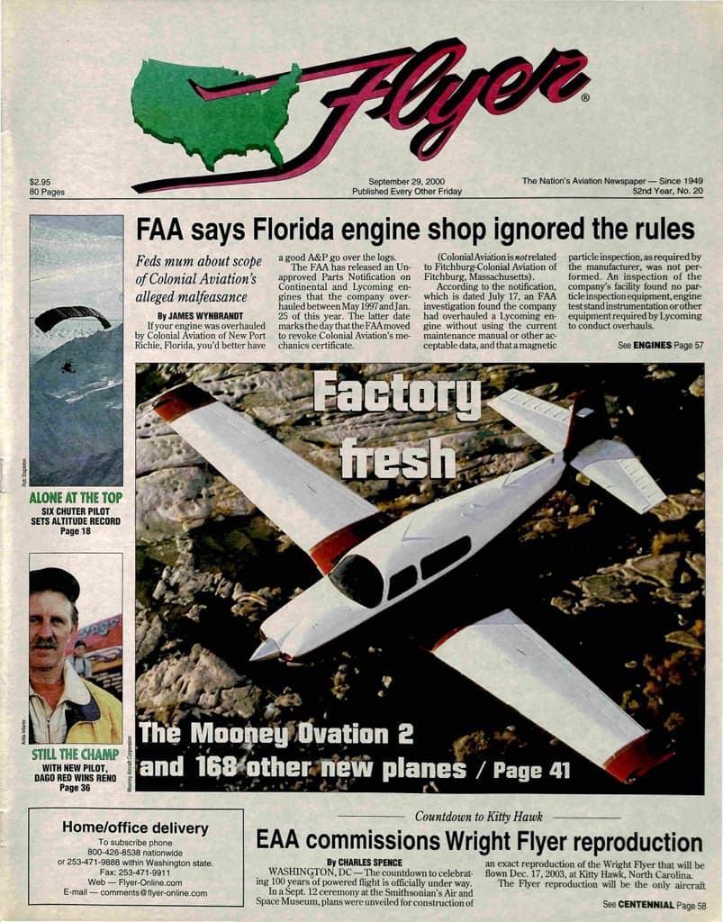 Cover of the September 29, 2000 edition of General Aviation News