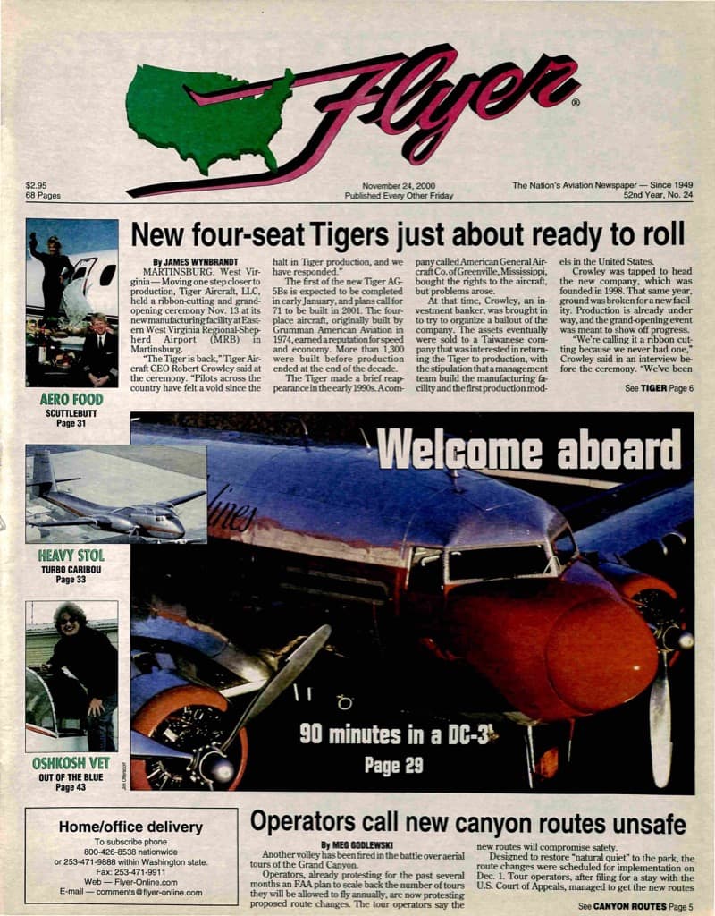 Cover of the November 24, 2000 edition of General Aviation News