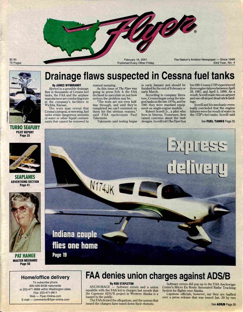 Cover of the February 16, 2001 edition of General Aviation News