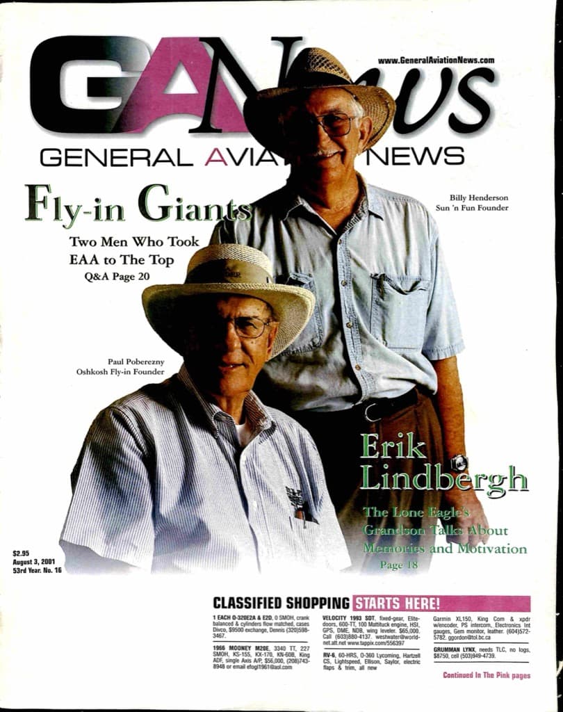Cover of the August 3, 2001 edition of General Aviation News