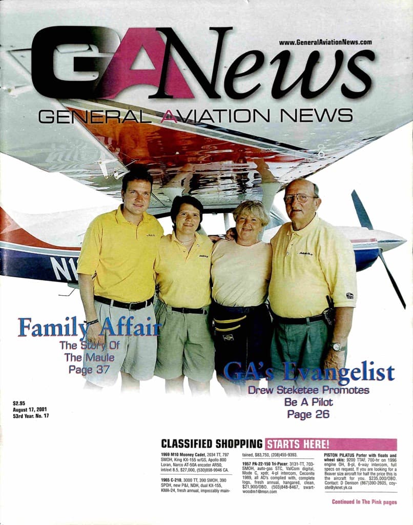 Cover of the August 17, 2001 edition of General Aviation News