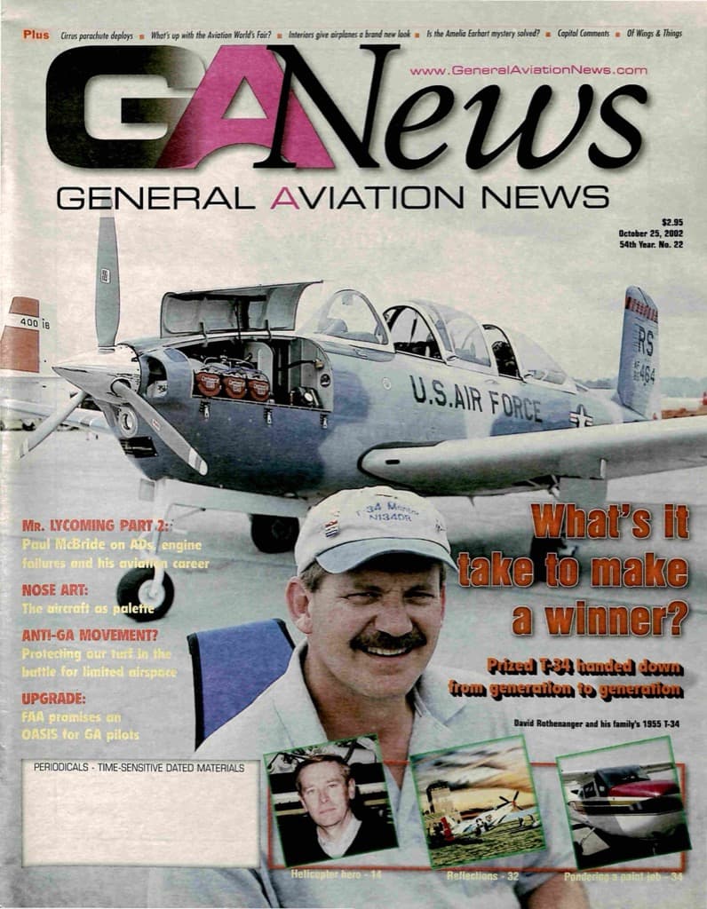 Cover of the October 25, 2002 edition of General Aviation News