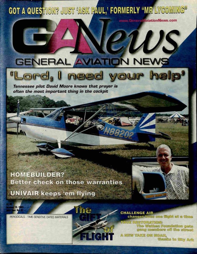 Cover of the October 10, 2003 edition of General Aviation News