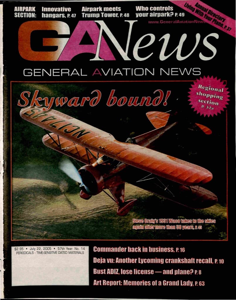 Cover of the July 22, 2005 edition of General Aviation News