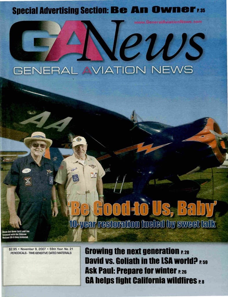 Cover of the November 9, 2007 edition of General Aviation News