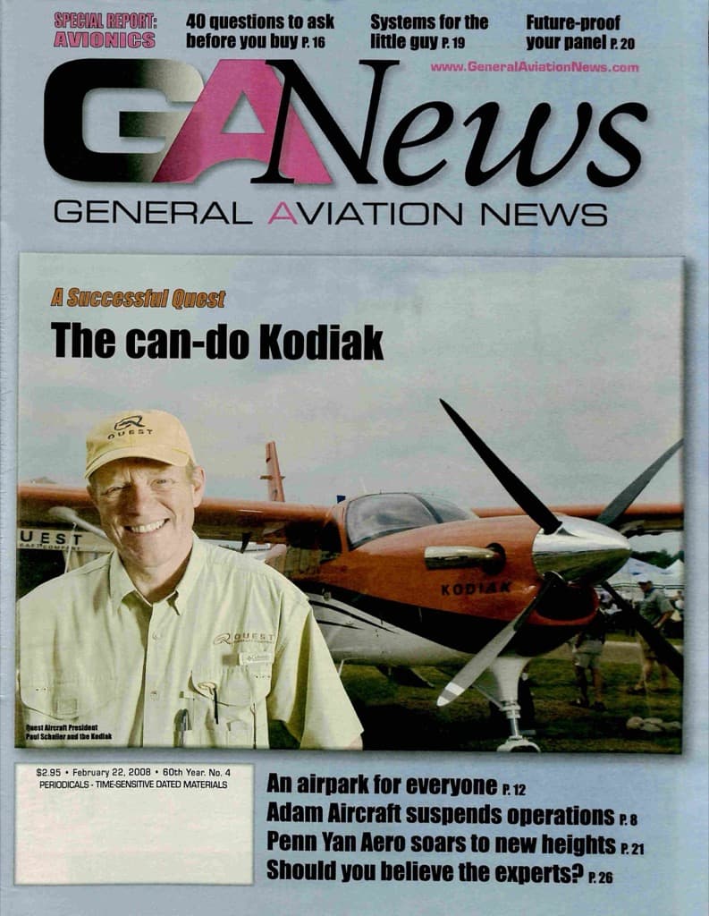 Cover of the February 22, 2008 edition of General Aviation News