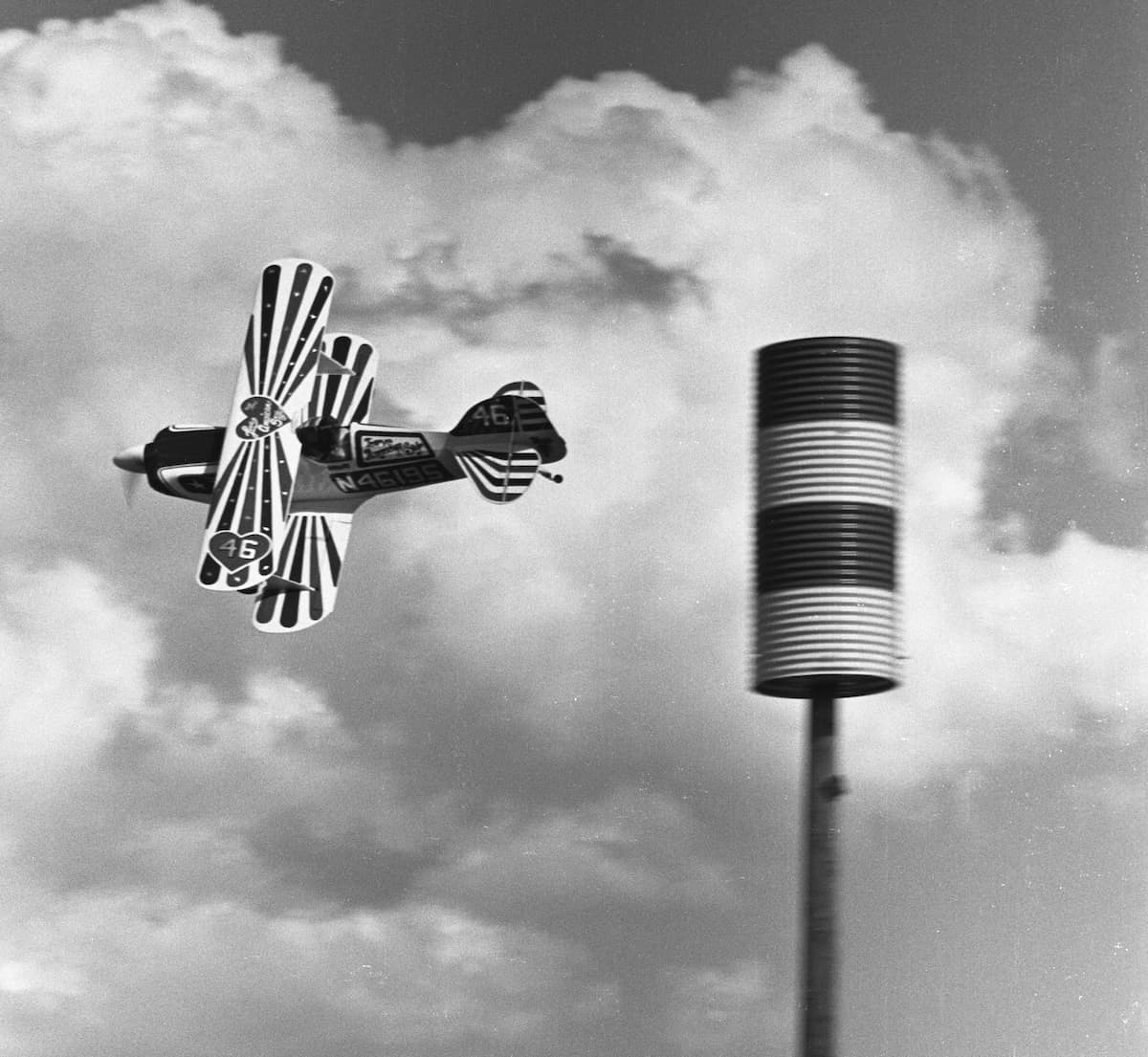 Mascot blue and white bird, airplane pilot held